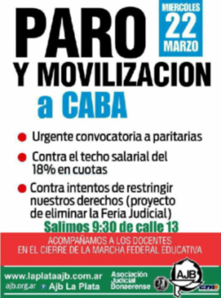 PARO MOVILIZACION Y MARCHA FEDERAL DOCENTE 22-3-2017 80%
